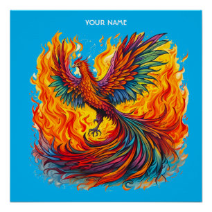 Fantasy Cute Rising Phoenix Flames Poster