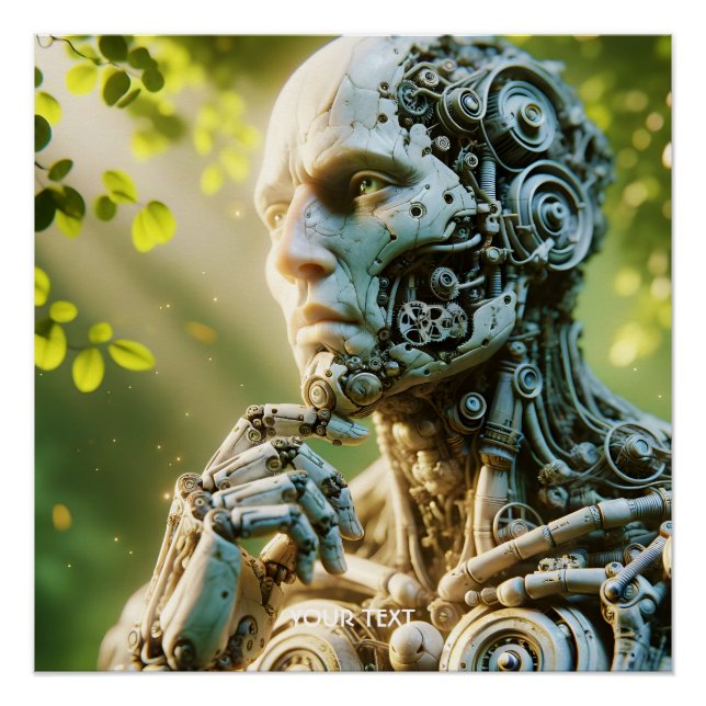 Fantasy Cute Robot Face Sculpture Poster (Front)