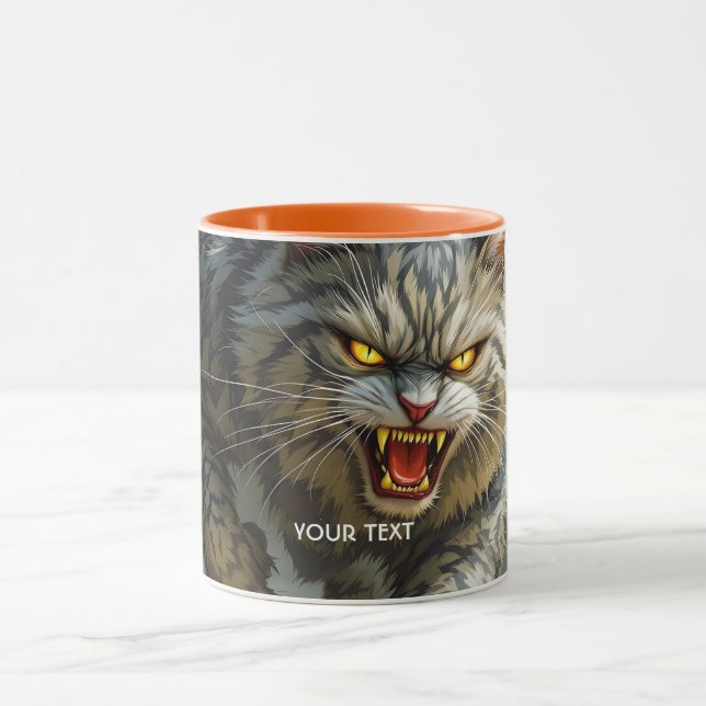 Fantasy Cute Rocks Angry Cat Mug (Center)