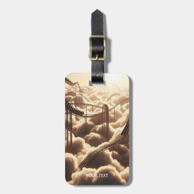 Fantasy Cute Rollercoaster In Clouds Luggage Tag (Front Vertical)