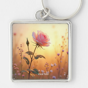 Fantasy Cute Rose Field Flowers Keychain