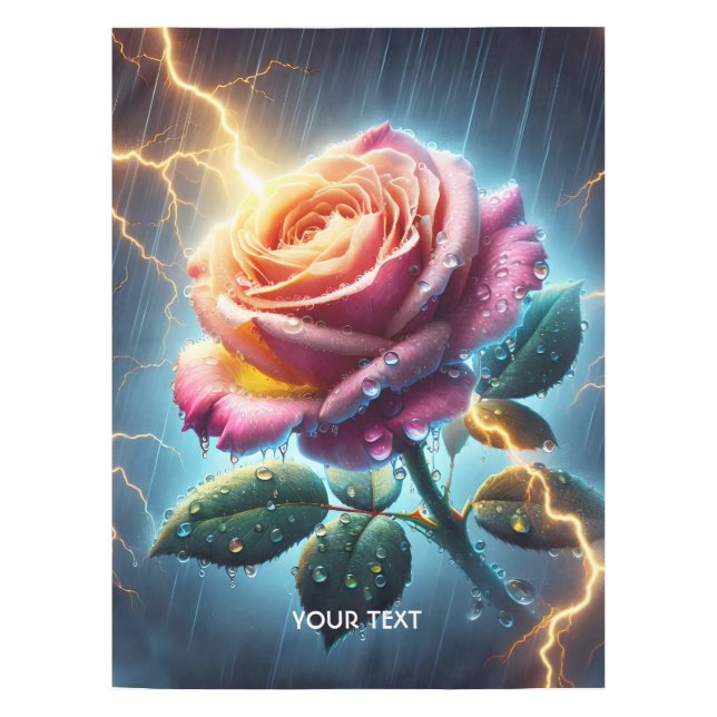 Fantasy Cute Rose Rain Lighting Tablecloth (Front)