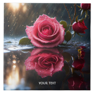 Fantasy Cute Rose Rain Reflection Tile