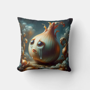 Fantasy Cute Sad Crying Onion Throw Pillow