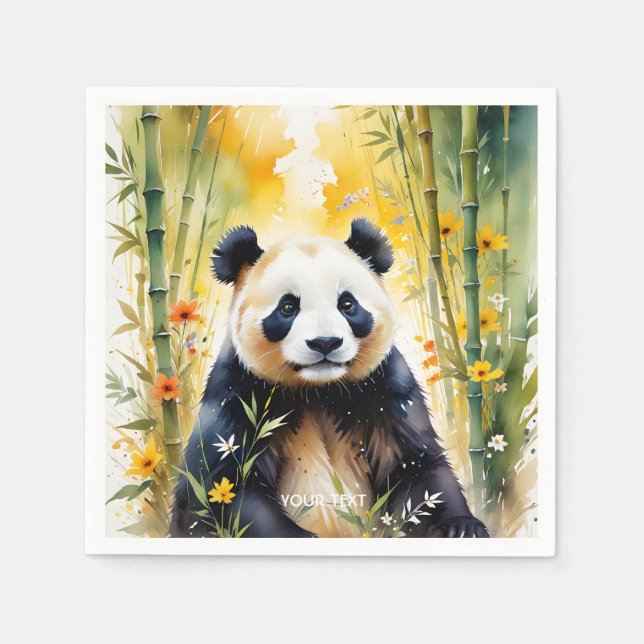 Fantasy Cute Sad Panda Forest Napkin (Front)