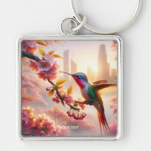 Fantasy Cute Sakura Bird City Keychain
