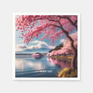 Fantasy Cute Sakura Lake Mountain Napkin