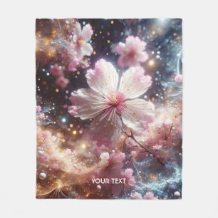 Fantasy Cute Sakura Pink Flowers Fleece Blanket