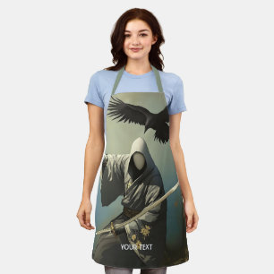 Fantasy Cute Samurai Katana Mask Apron