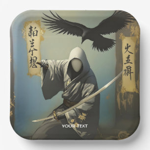 Fantasy Cute Samurai Katana Mask Paper Plate