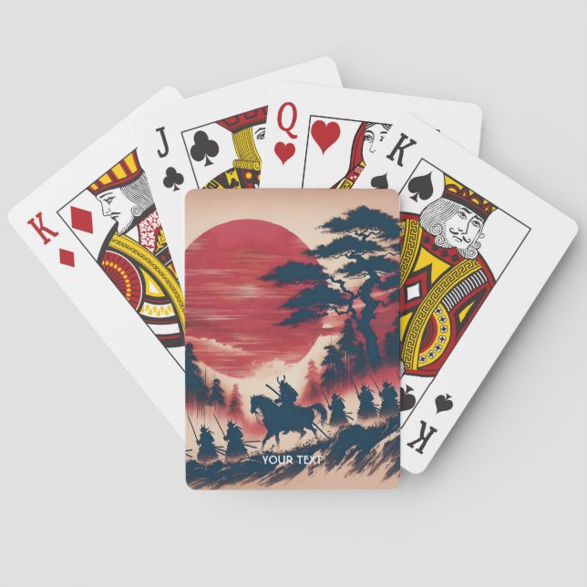 Fantasy Cute Samurai Sun Rising Playing Cards (Back)