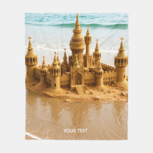 Fantasy Cute Sand Castle Beach Fleece Blanket