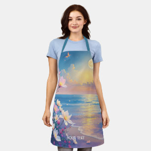 Fantasy Cute Sea Pink Flowers Apron