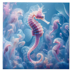 Fantasy Cute Sea Seahorse Plants Tile