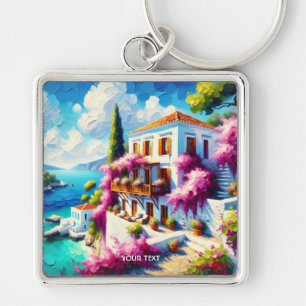 Fantasy Cute Sea Villa House Keychain