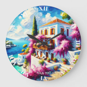 Fantasy Cute Sea Villa House Large Clock