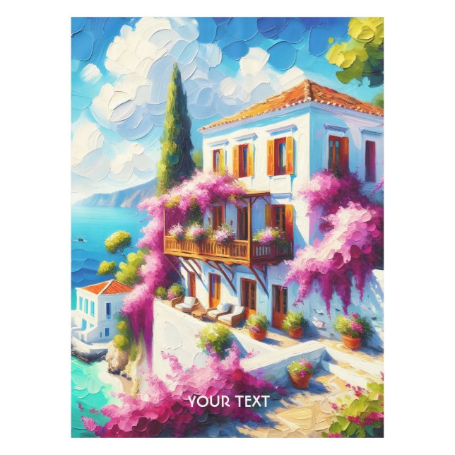 Fantasy Cute Sea Villa House Tablecloth (Front)