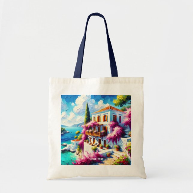 Fantasy Cute Sea Villa House Tote Bag (Front)