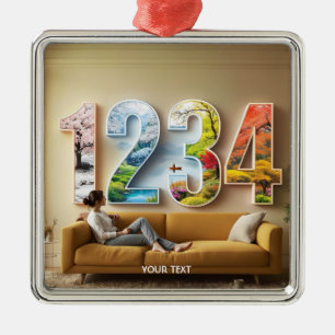 Fantasy Cute Season Four Numbers Metal Ornament
