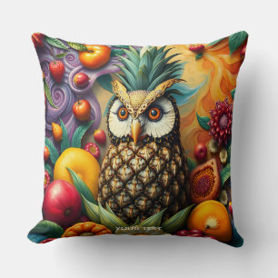 Fantasy Cute Serene Pineapple Owl Throw Pillow