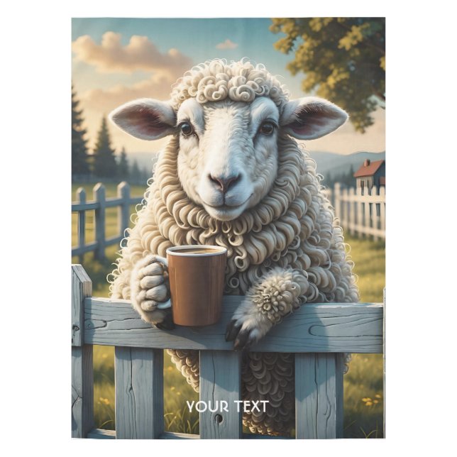 Fantasy Cute Sheep Coffee Evening Tablecloth (Front)