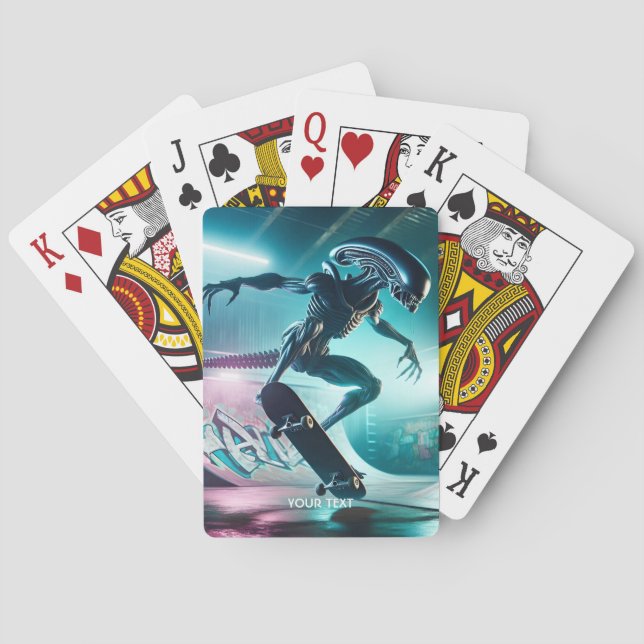Fantasy Cute Skateboard Special Rider Playing Cards (Back)