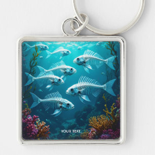 Fantasy Cute Skeleton Fish School Keychain