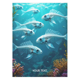 Fantasy Cute Skeleton Fish School Tablecloth