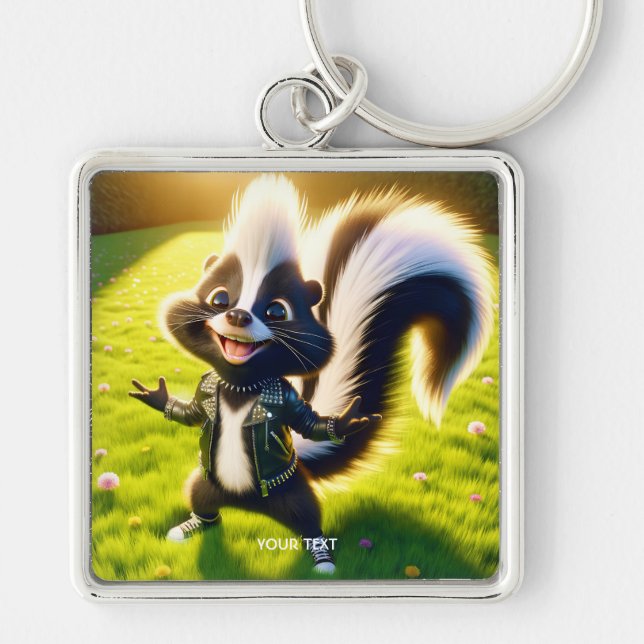 Fantasy Cute Skunk Punk Style Keychain (Front)