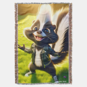 Fantasy Cute Skunk Punk Style Throw Blanket