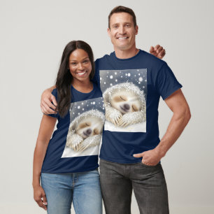 Fantasy Cute Sleeping Sloth Snow T-Shirt