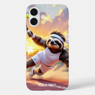 Fantasy Cute Sloth Playing Tennis iPhone 16 Plus Case