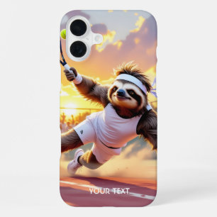 Fantasy Cute Sloth Playing Tennis  iPhone 16 Plus Case