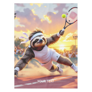 Fantasy Cute Sloth Playing Tennis Tablecloth