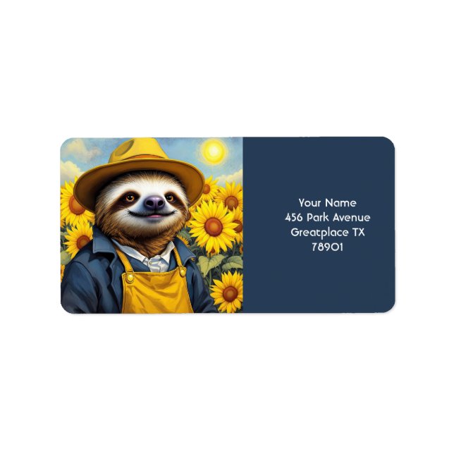 Fantasy Cute Sloth Van Gogh Label (Front)