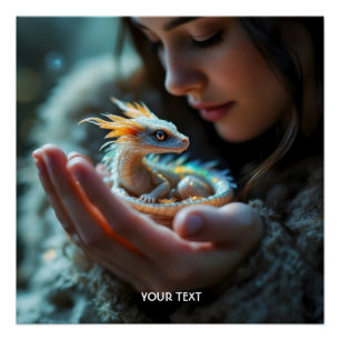 Fantasy Cute Small Baby Dragon Poster