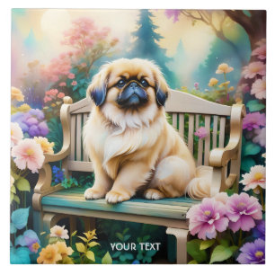 Fantasy Cute Small Dog Flowers Tile