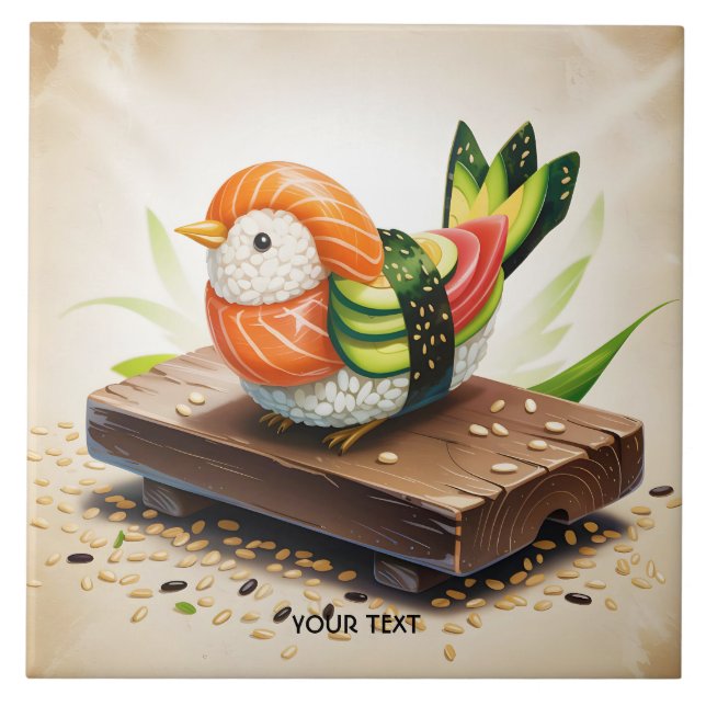 Fantasy Cute Small Sushi Bird Tile (Front)