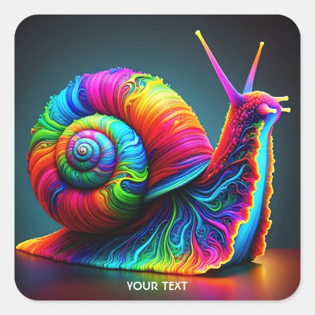 Fantasy Cute Snail Many Colours Square Sticker (Front)