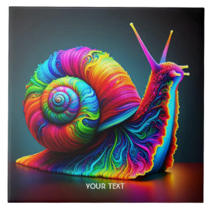 Fantasy Cute Snail Many Colours Tile