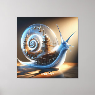 Fantasy Cute Snail Steampunk City Canvas Print