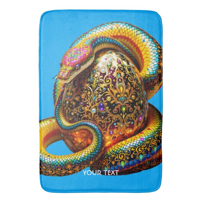 Fantasy Cute Snake Egg Vibrant Bath Mat (Front Vertical)
