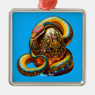Fantasy Cute Snake Egg Vibrant Metal Ornament