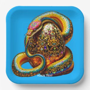 Fantasy Cute Snake Egg Vibrant Paper Plate