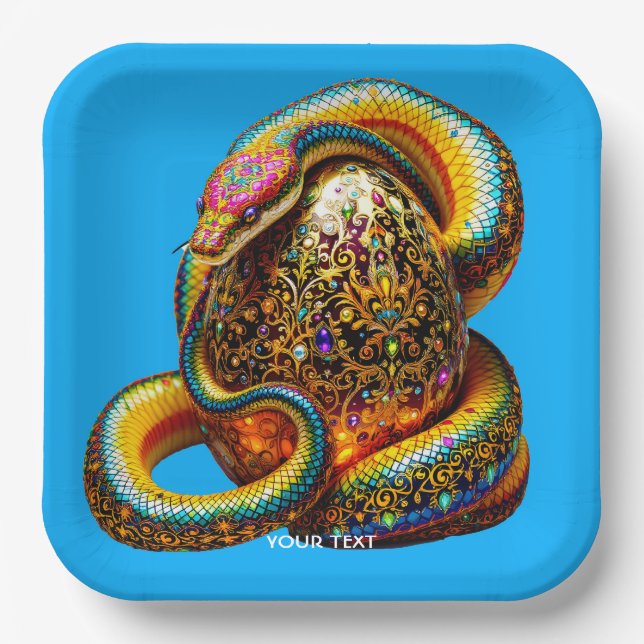Fantasy Cute Snake Egg Vibrant Paper Plate (Front)