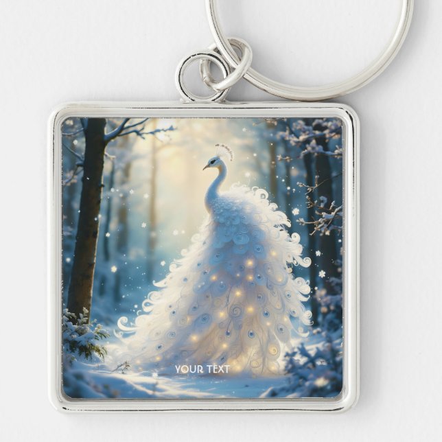 Fantasy Cute  Snow White Peacock Keychain (Front)
