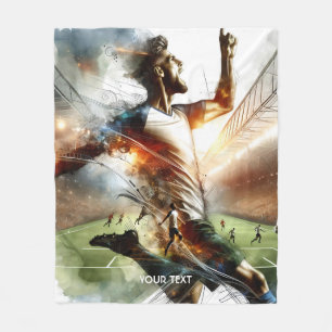Fantasy Cute Soccer Player Stadium Fleece Blanket