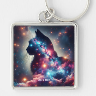 Fantasy Cute Space Cat Stars Keychain