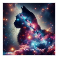 Fantasy Cute Space Cat Stars