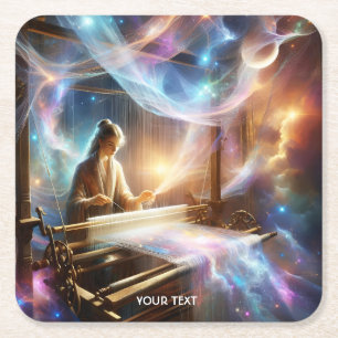 Fantasy Cute Space Weaving Girl Square Paper Coaster